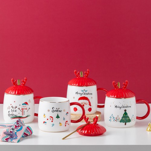 聖誕馬克杯-紅色鹿角