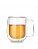 隔熱雙層玻璃杯大肚馬克杯帶手把250ml