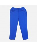 女彈性腰頭輕熟女風口袋褲 / 寶藍