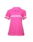 抗菌防蚊-俏皮愛心塗鴉印花短袖POLO衫 / 桃紅