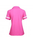 抗菌防蚊-俏皮愛心塗鴉印花短袖POLO衫 / 桃紅