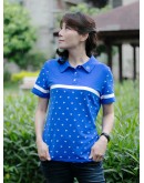 抗菌防蚊-俏皮愛心塗鴉印花短袖POLO衫 / 寶藍