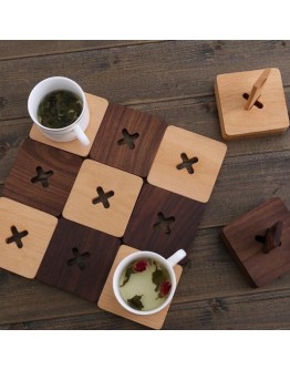 實木方形杯墊組