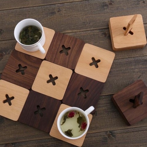 實木方形杯墊組